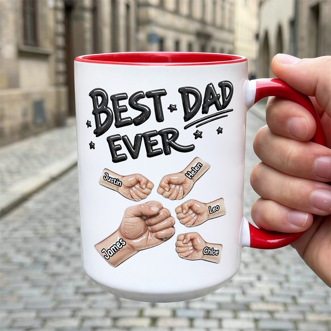 UPST27 Best Dad Ever Fist Bump - 3D Inflated Effect Personalized Mug