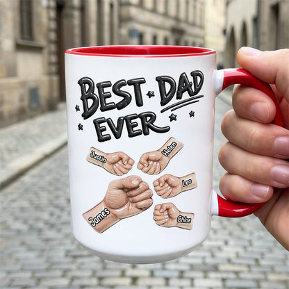 UPST27 Best Dad Ever Fist Bump - 3D Inflated Effect Personalized Mug