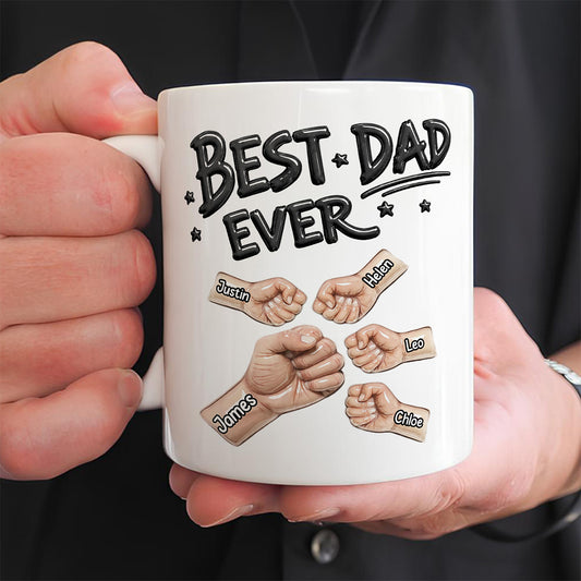 UPST27 Best Dad Ever Fist Bump - 3D Inflated Effect Personalized Mug