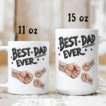 UPST27 Best Dad Ever Fist Bump - 3D Inflated Effect Personalized Mug