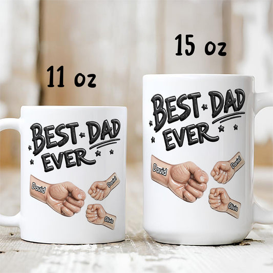 UPST27 Best Dad Ever Fist Bump - 3D Inflated Effect Personalized Mug