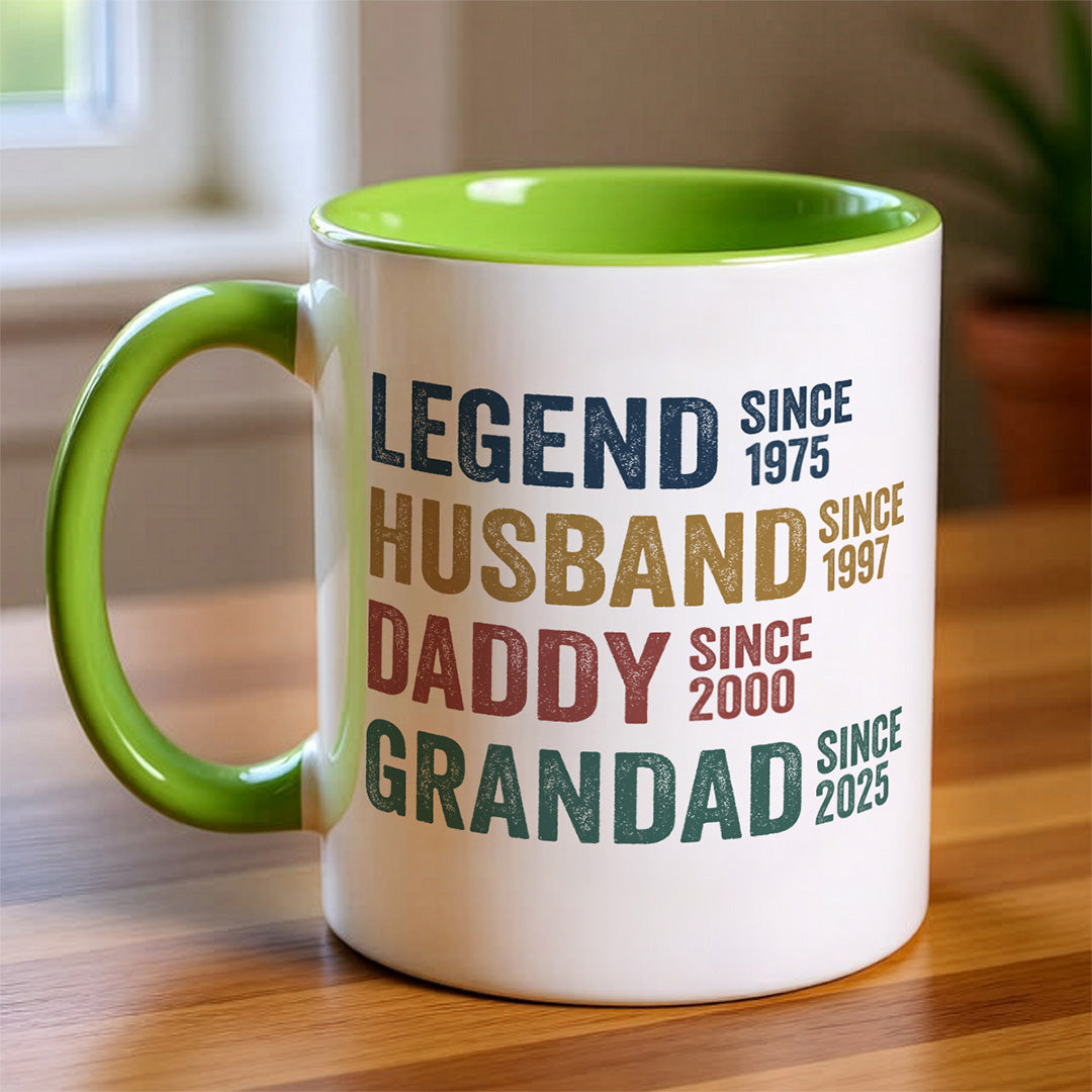 UPST32 Legend Husband Daddy Grandad - Personalized White Accent Mug