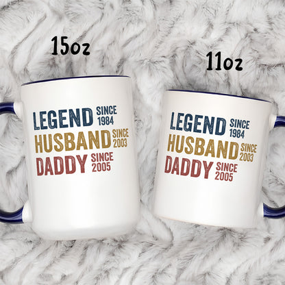 UPST32 Legend Husband Daddy Grandad - Personalized White Accent Mug