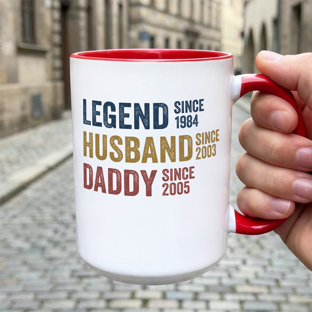 UPST32 Legend Husband Daddy Grandad - Personalized White Accent Mug