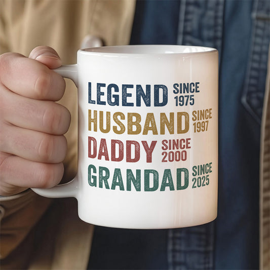 UPST32 Legend Husband Daddy Grandad - Personalized White Accent Mug