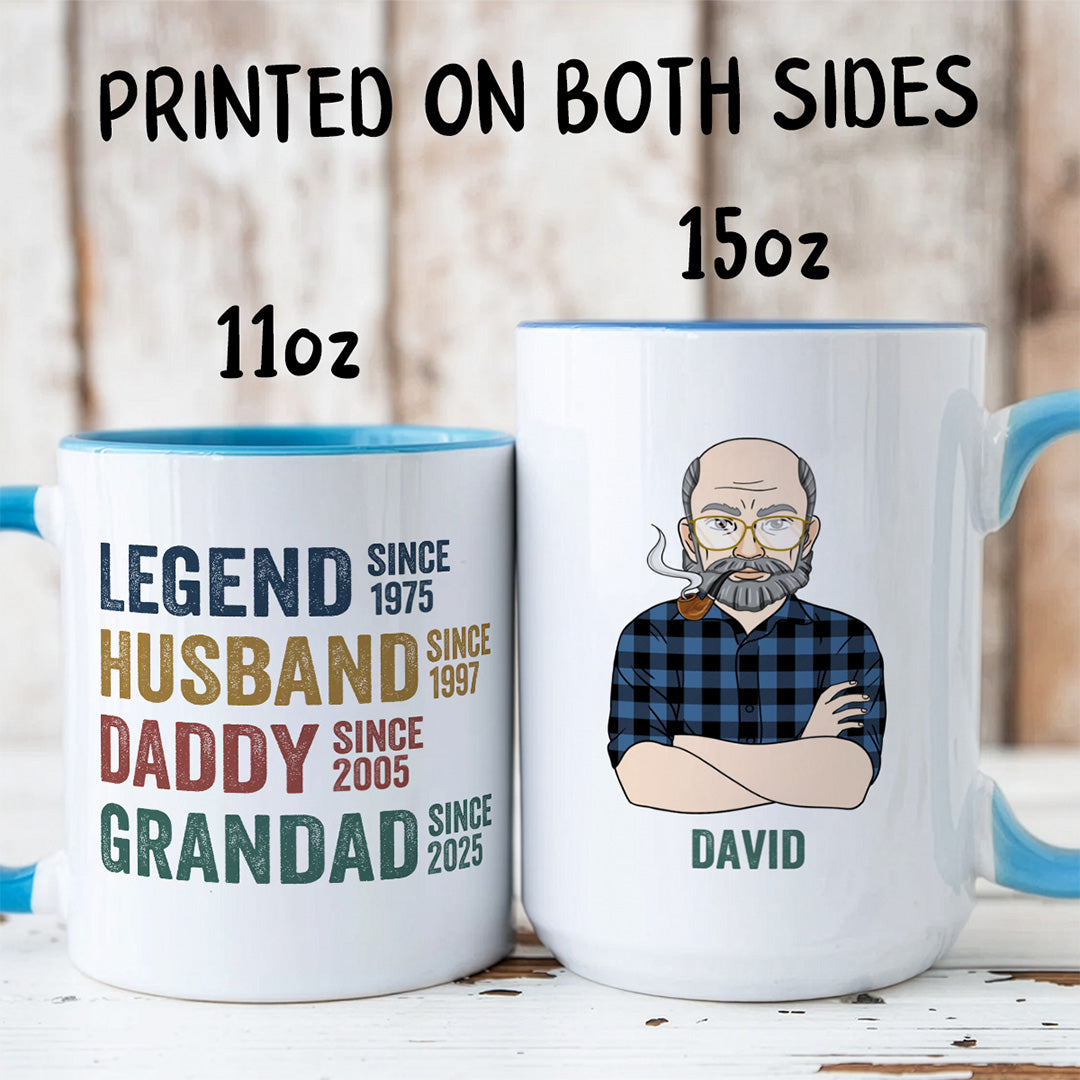 UPST33 Legend Husband Daddy Grandad - Personalized White Accent Mug