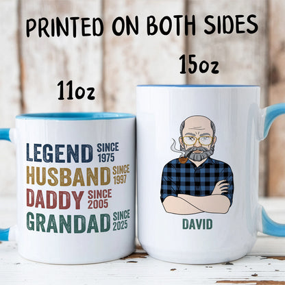 UPST33 Legend Husband Daddy Grandad - Personalized White Accent Mug