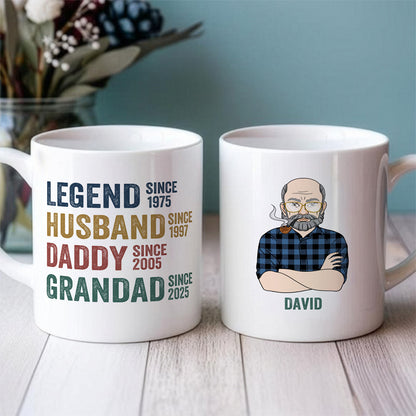 UPST33 Legend Husband Daddy Grandad - Personalized White Accent Mug