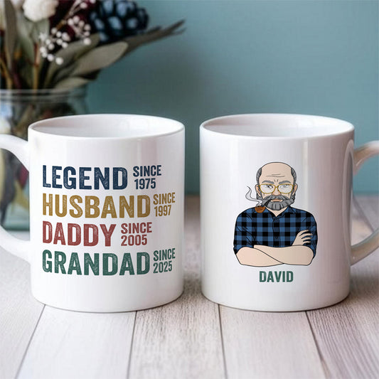 UPST33 Legend Husband Daddy Grandad - Personalized White Accent Mug