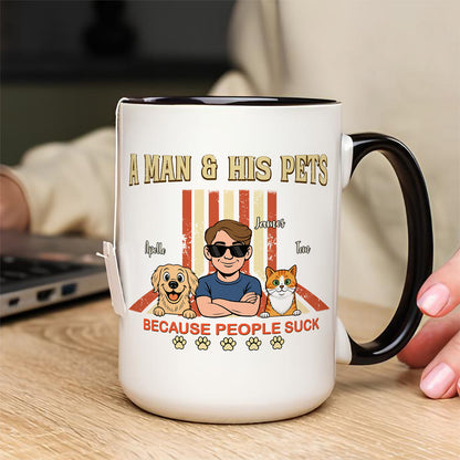 UPST34 A Man And His Pet Retro Style - Personalized White Mug Accent Mug