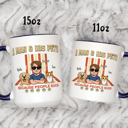UPST34 A Man And His Pet Retro Style - Personalized White Mug Accent Mug