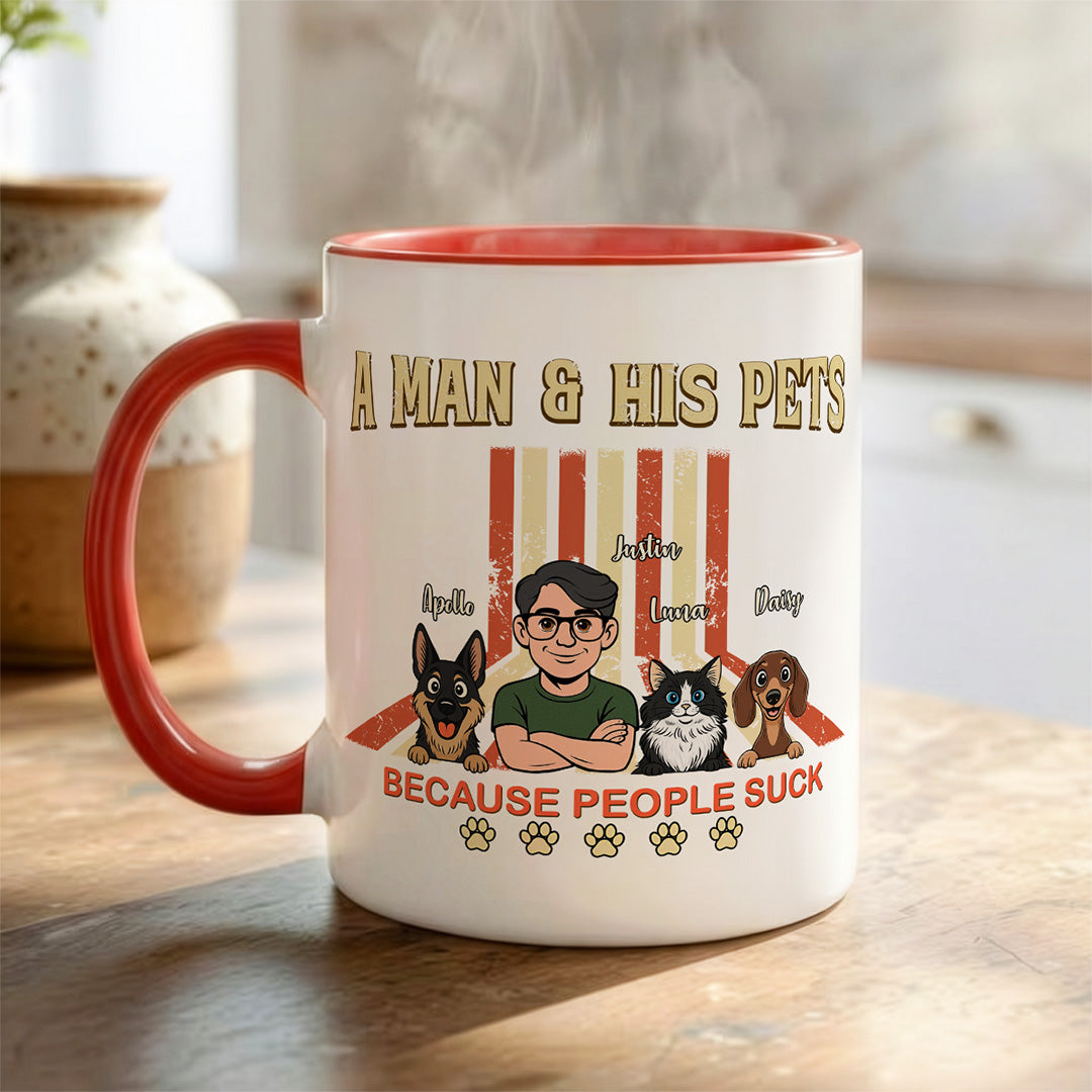 UPST34 A Man And His Pet Retro Style - Personalized White Mug Accent Mug