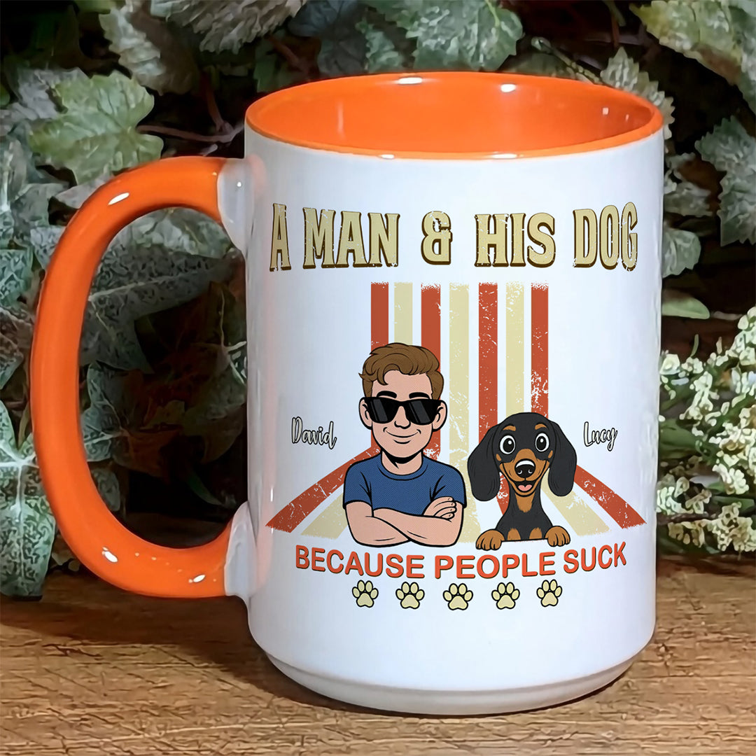 UPST34 A Man And His Dog Retro Style - Personalized White Mug Accent Mug