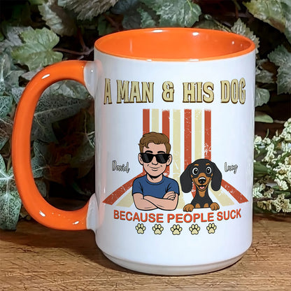 UPST34 A Man And His Dog Retro Style - Personalized White Mug Accent Mug