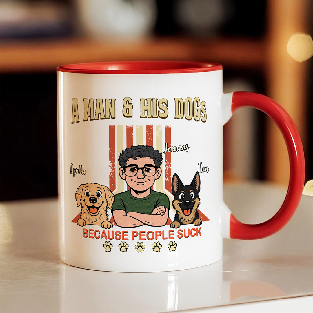 UPST34 A Man And His Dog Retro Style - Personalized White Mug Accent Mug