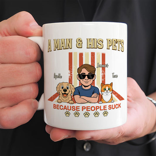 UPST34 A Man And His Pet Retro Style - Personalized White Mug Accent Mug