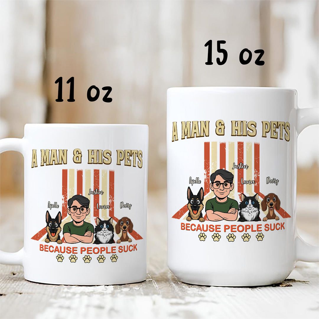 UPST34 A Man And His Pet Retro Style - Personalized White Mug Accent Mug