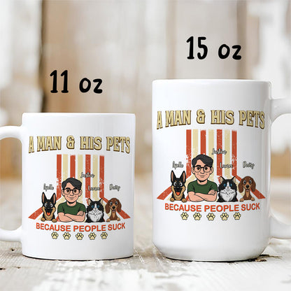UPST34 A Man And His Pet Retro Style - Personalized White Mug Accent Mug