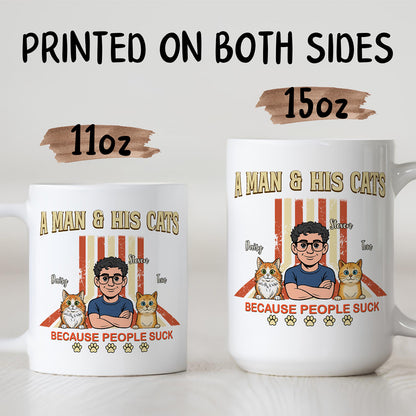 UPST34 A Man And His Cat Retro Style - Personalized White Mug Accent Mug