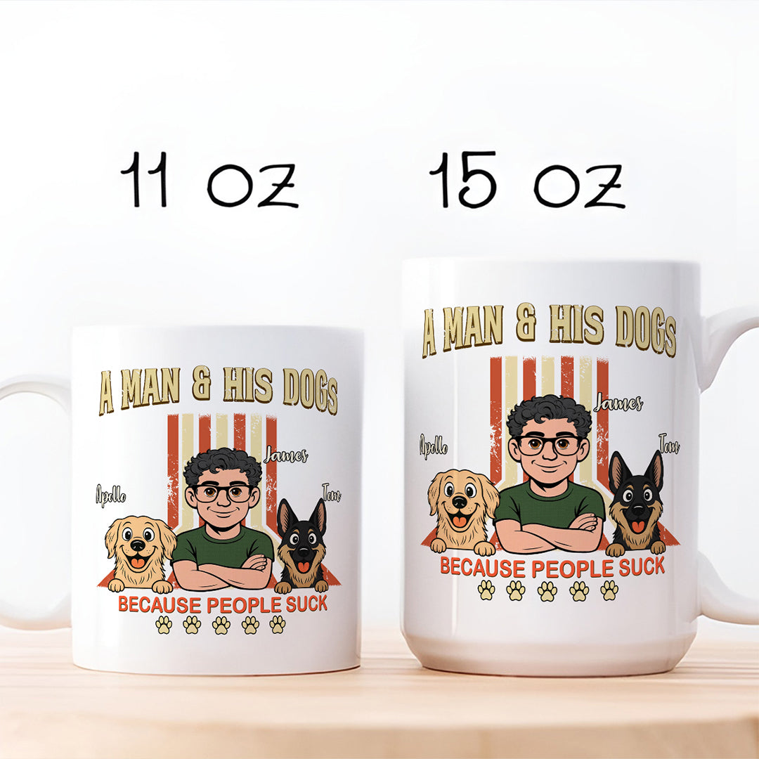 UPST34 A Man And His Dog Retro Style - Personalized White Mug Accent Mug