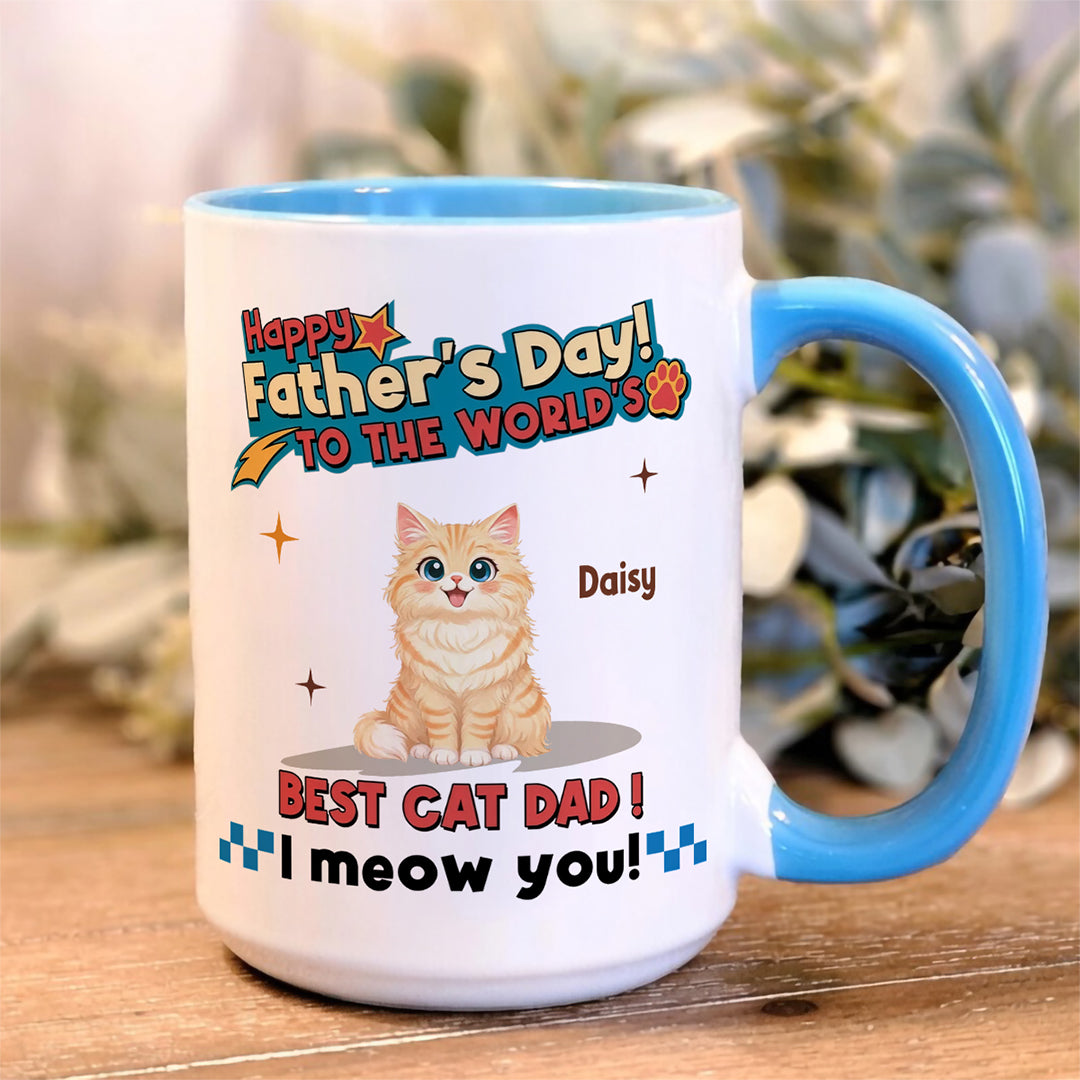 UPST35 Happy Father's Day To The World Best Cat Dad - Personalized White Mug Accent Mug