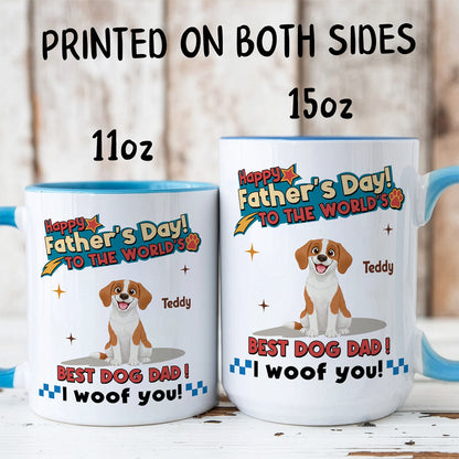 UPST35 Happy Father's Day To The World Best Dog Dad - Personalized White Mug Accent Mug