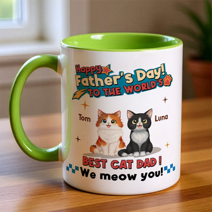 UPST35 Happy Father's Day To The World Best Cat Dad - Personalized White Mug Accent Mug