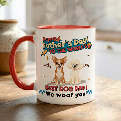UPST35 Happy Father's Day To The World Best Dog Dad - Personalized White Mug Accent Mug