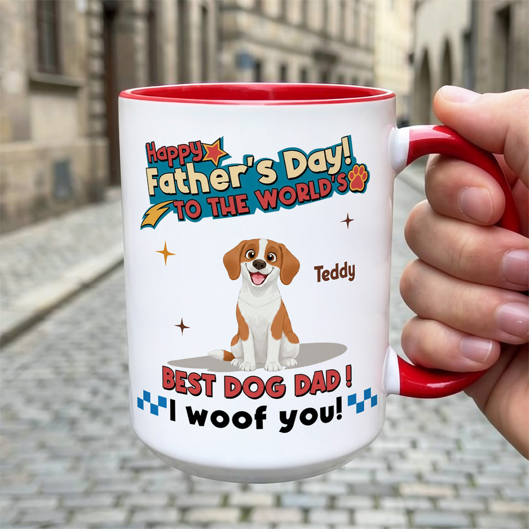 UPST35 Happy Father's Day To The World Best Dog Dad - Personalized White Mug Accent Mug