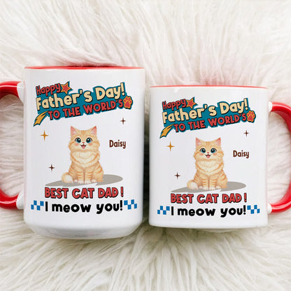 UPST35 Happy Father's Day To The World Best Cat Dad - Personalized White Mug Accent Mug