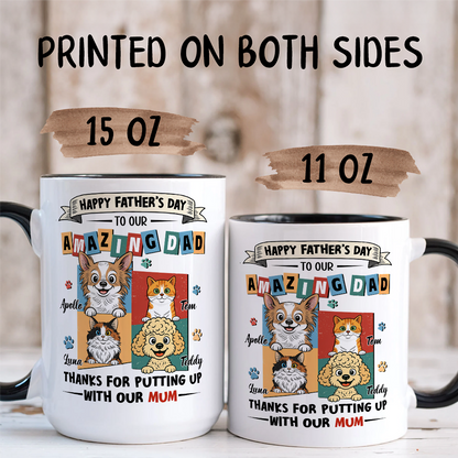 UPST37 Happy Father's Day Amazing Fur Dad Retro Style - Personalized White Mug Accent Mug