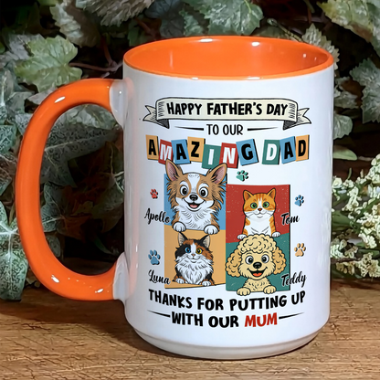 UPST37 Happy Father's Day Amazing Fur Dad Retro Style - Personalized White Mug Accent Mug