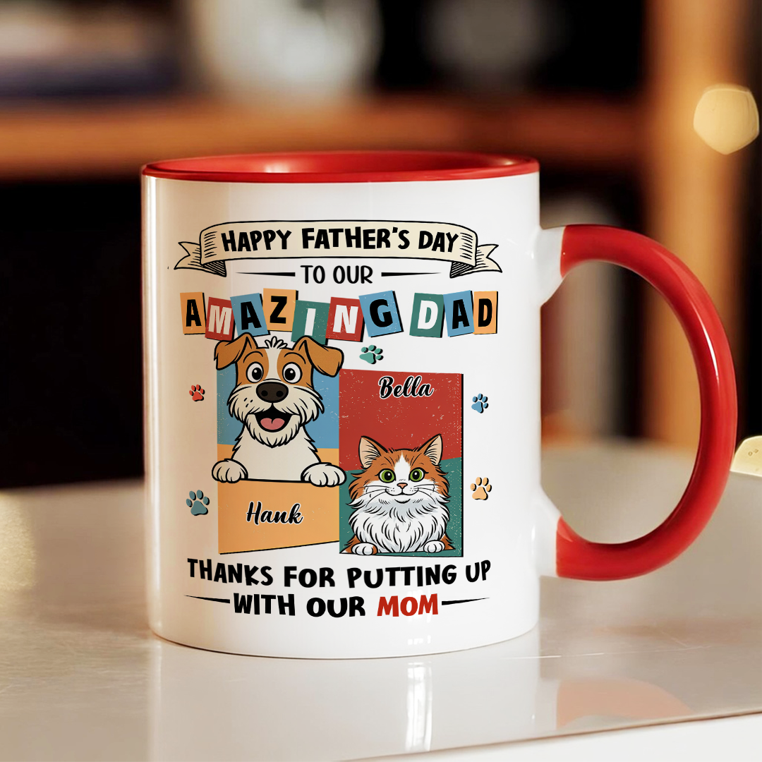 UPST37 Happy Father's Day Amazing Fur Dad Retro Style - Personalized White Mug Accent Mug