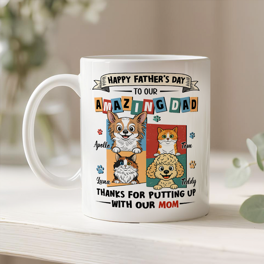 UPST37 Happy Father's Day Amazing Fur Dad Retro Style - Personalized White Mug Accent Mug