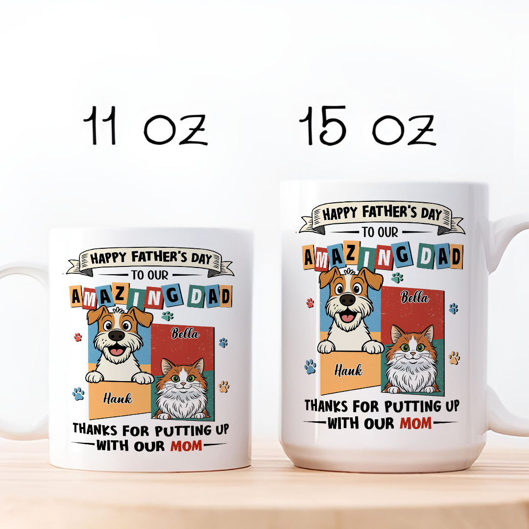 UPST37 Happy Father's Day Amazing Fur Dad Retro Style - Personalized White Mug Accent Mug
