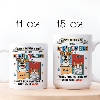 UPST37 Happy Father's Day Amazing Fur Dad Retro Style - Personalized White Mug Accent Mug