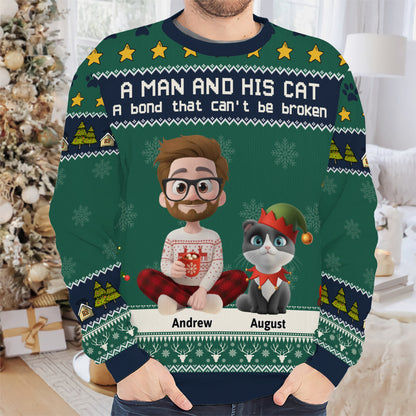 PSTS04 A Man And His Cat Xmas - Personalized Custom Sweater