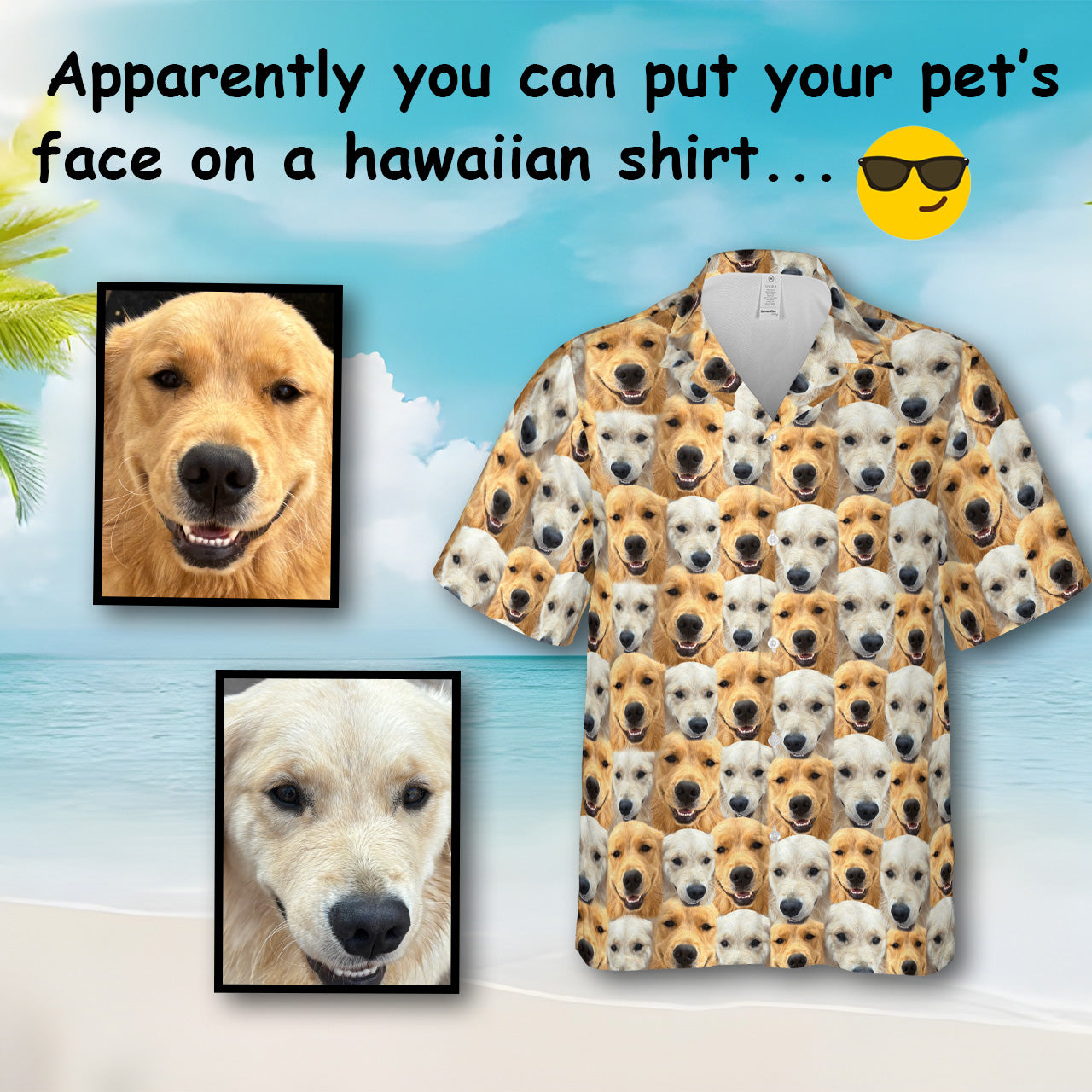 PSH12 Personalized Photo Upload Dog Lover Face Custom  Hawaiian Shirt