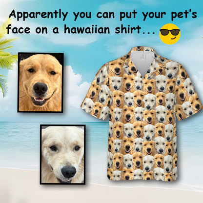 PSH12 Personalized Photo Upload Dog Lover Face Custom  Hawaiian Shirt
