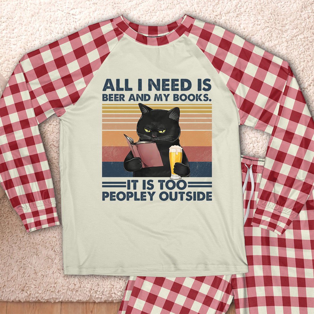 AHPA1041_beer All I Need Is Beer And My Books It Is Too Peopley Outside Raglan Pajama Set