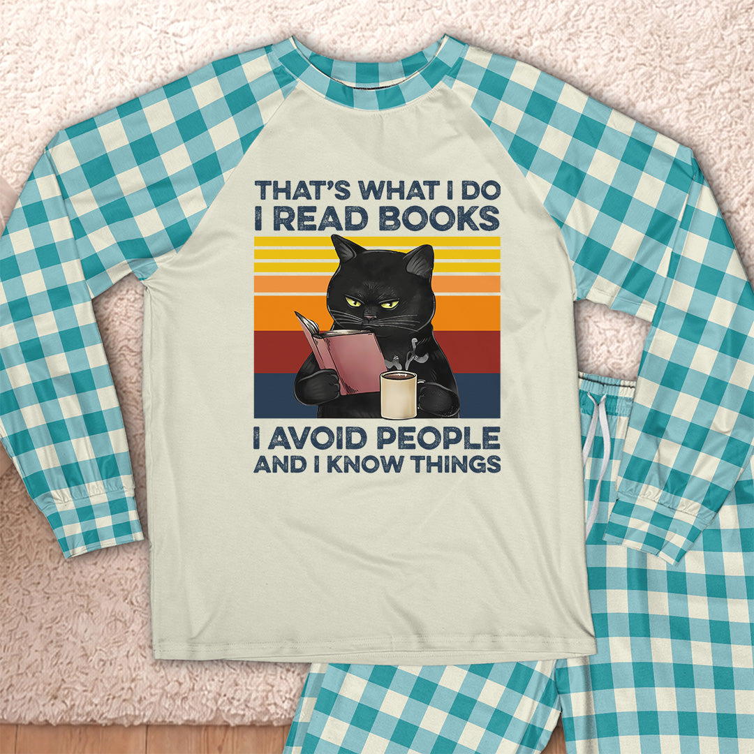 AHPA861 That's What I Do I Read Books I Avoid People And I Know Things Raglan Pajama Set