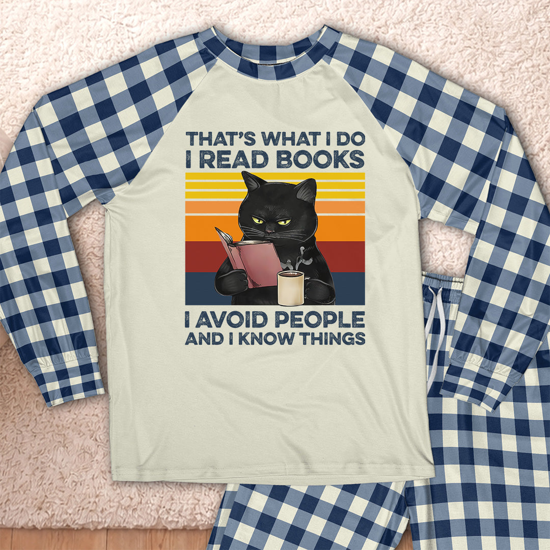 AHPA861 That's What I Do I Read Books I Avoid People And I Know Things Raglan Pajama Set