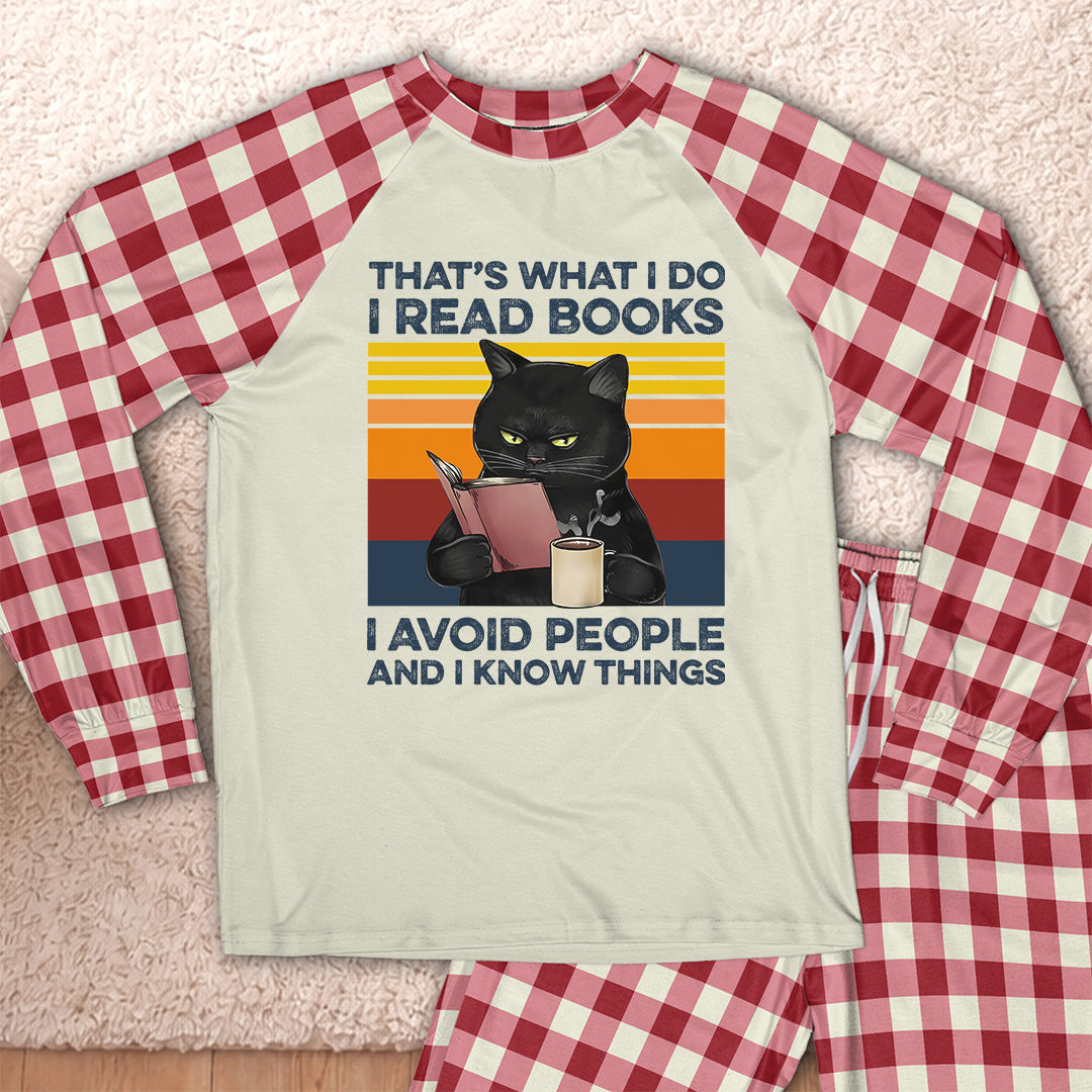 AHPA861 That's What I Do I Read Books I Avoid People And I Know Things Raglan Pajama Set