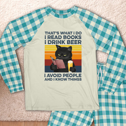 AHPA861_beer That's What I Do I Read Books I Drink Beer I Avoid People And I Know Things Raglan Pajama Set