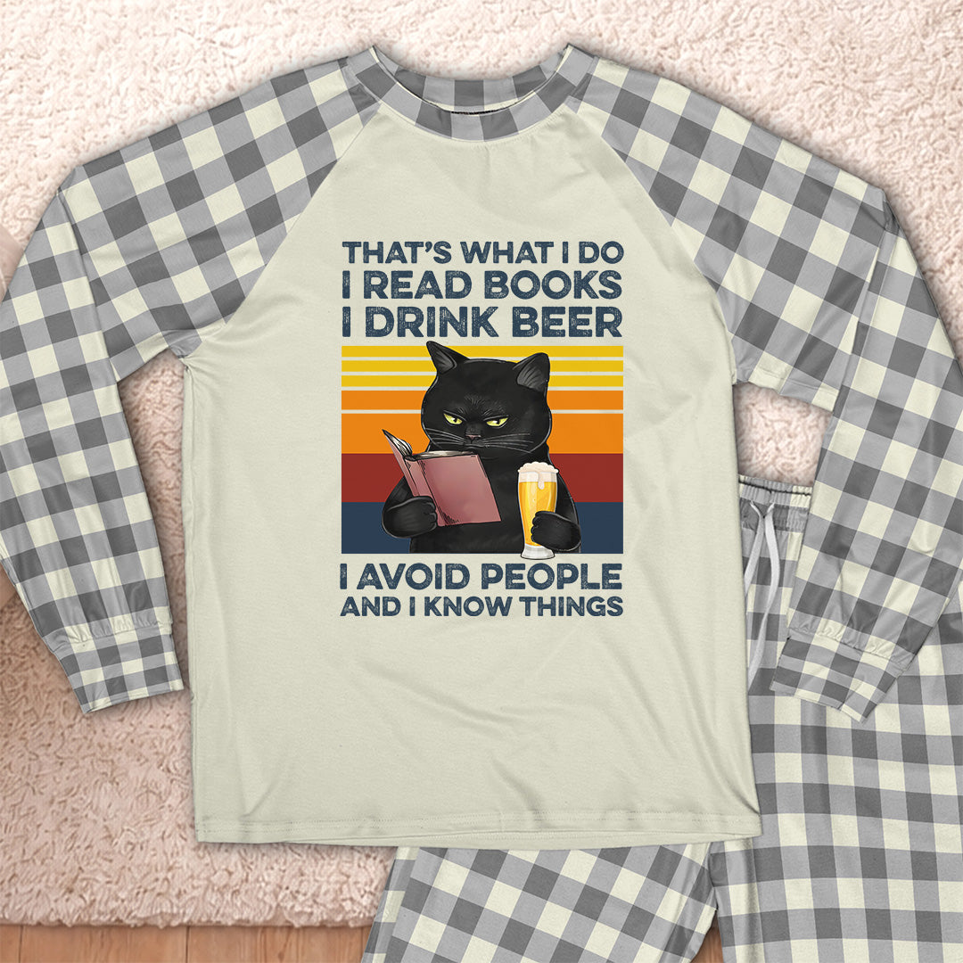 AHPA861_beer That's What I Do I Read Books I Drink Beer I Avoid People And I Know Things Raglan Pajama Set
