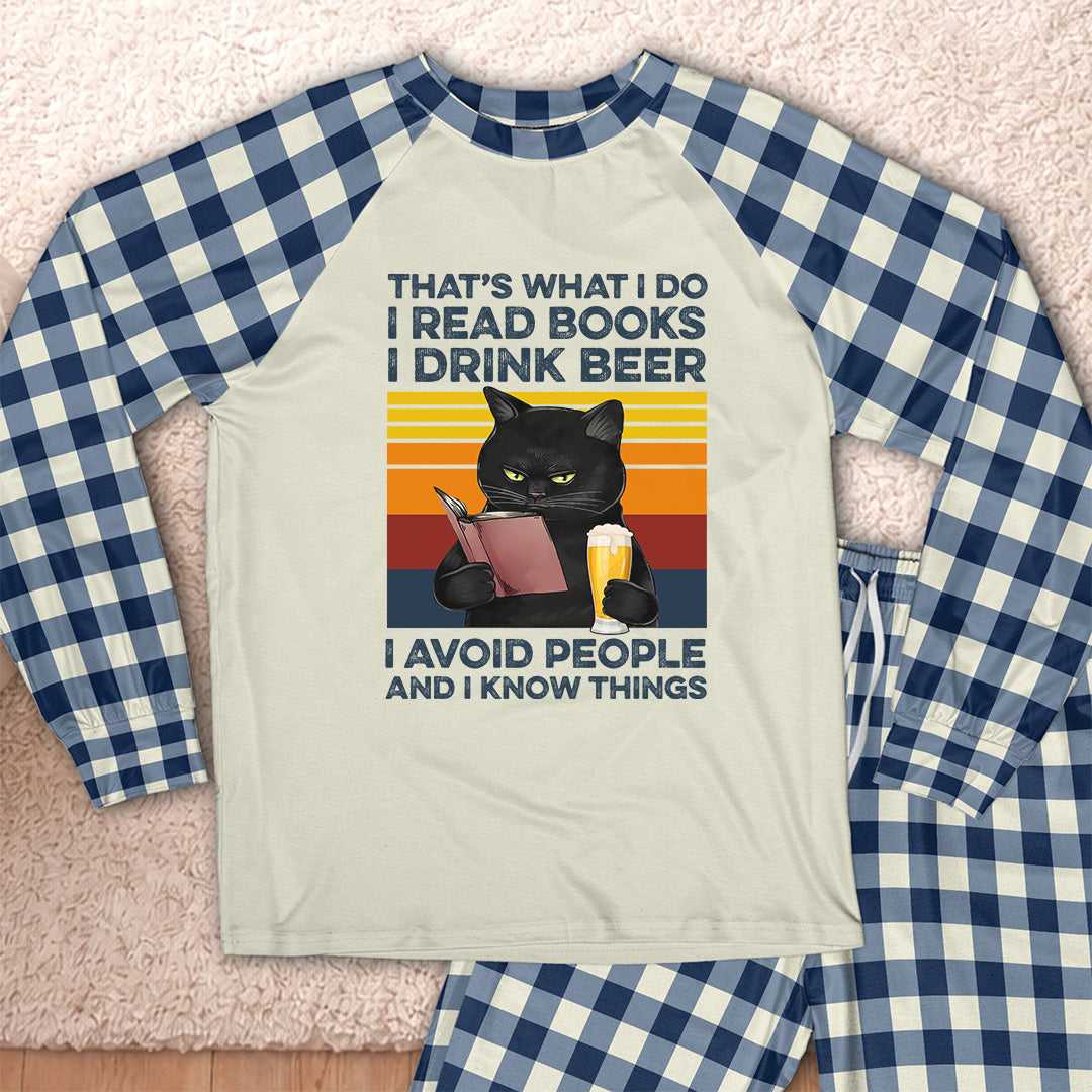 AHPA861_beer That's What I Do I Read Books I Drink Beer I Avoid People And I Know Things Raglan Pajama Set