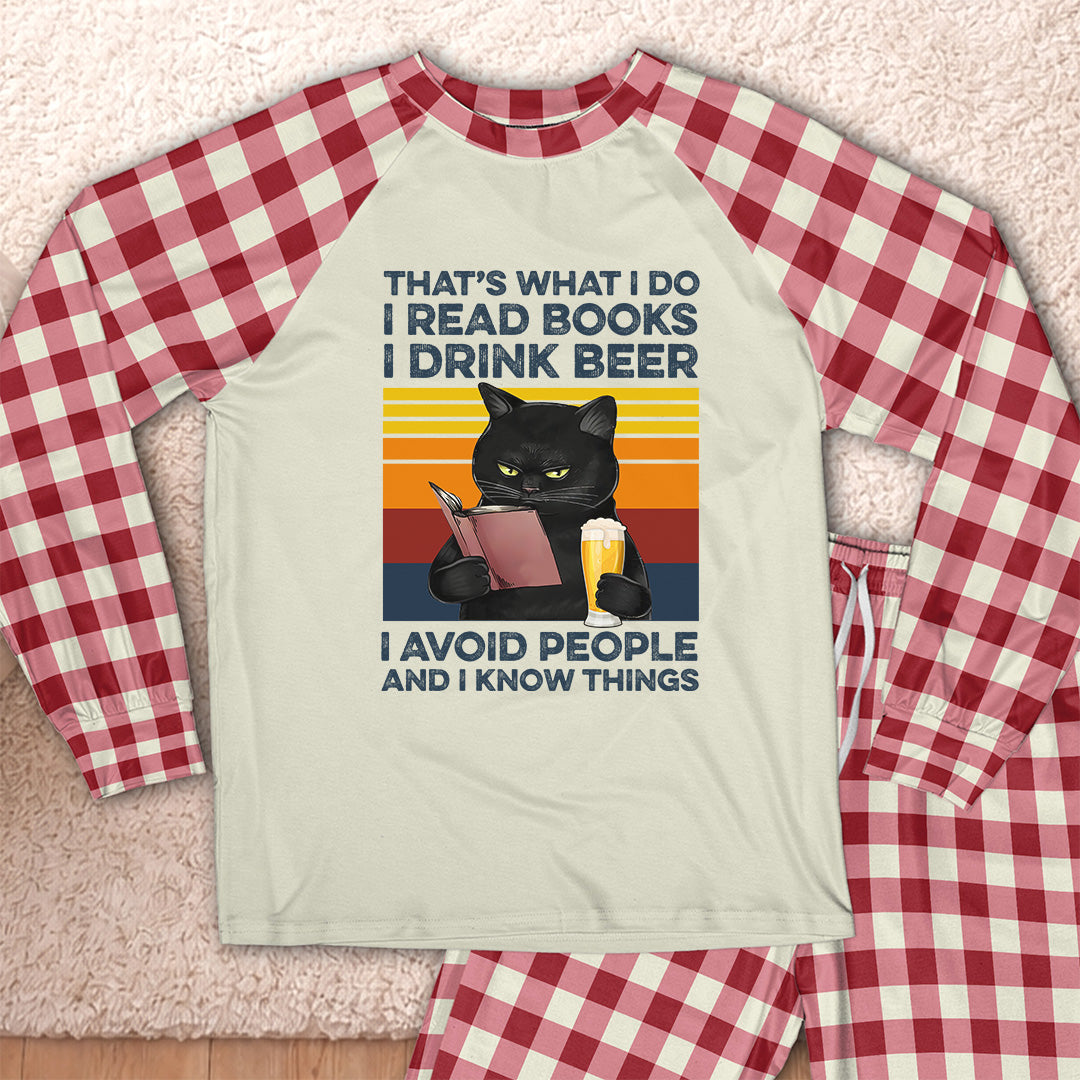 AHPA861_beer That's What I Do I Read Books I Drink Beer I Avoid People And I Know Things Raglan Pajama Set