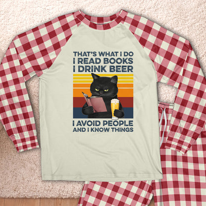 AHPA861_beer That's What I Do I Read Books I Drink Beer I Avoid People And I Know Things Raglan Pajama Set
