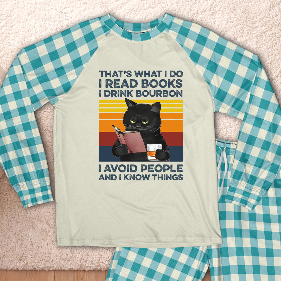 AHPA861_bourbon That's What I Do I Read Books I Drink Bourbon I Avoid People And I Know Things Raglan Pajama Set