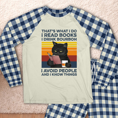 AHPA861_bourbon That's What I Do I Read Books I Drink Bourbon I Avoid People And I Know Things Raglan Pajama Set